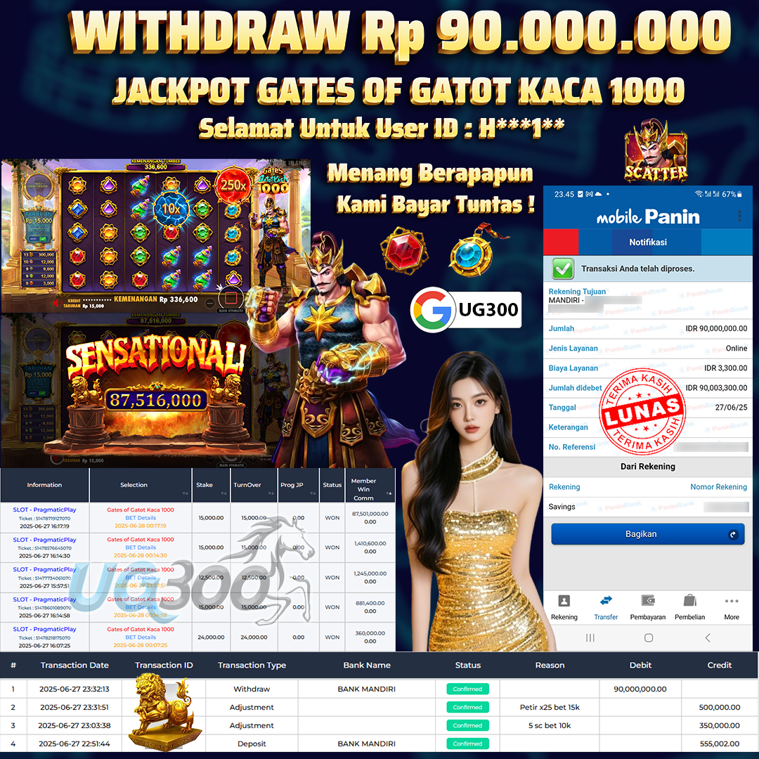 UG300 GATES OF GATOT KACA 1000 JACKPOT Rp.90,000,000- DI BAYAR TUNTAS